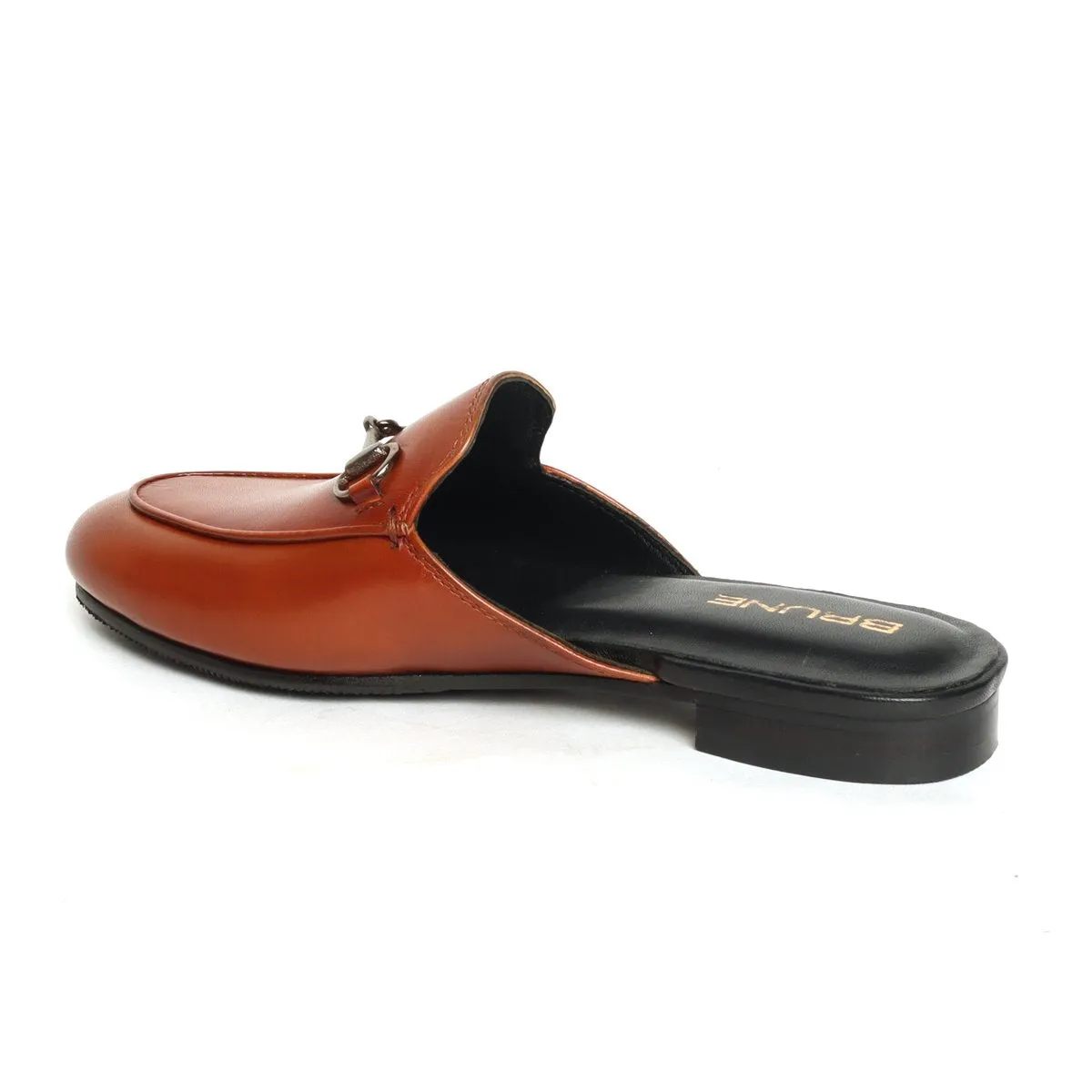 Women's Tan Leather Horsebit Mules (Summer Special) By Brune & Bareskin