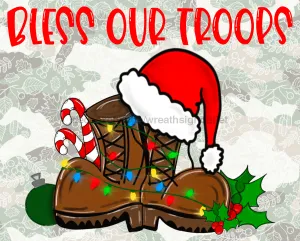 Wreath Sign, Bless Our Troops, Army Boots, 8x10" Metal Sign DECOE-789, Sign For Wreath, DecoExchange