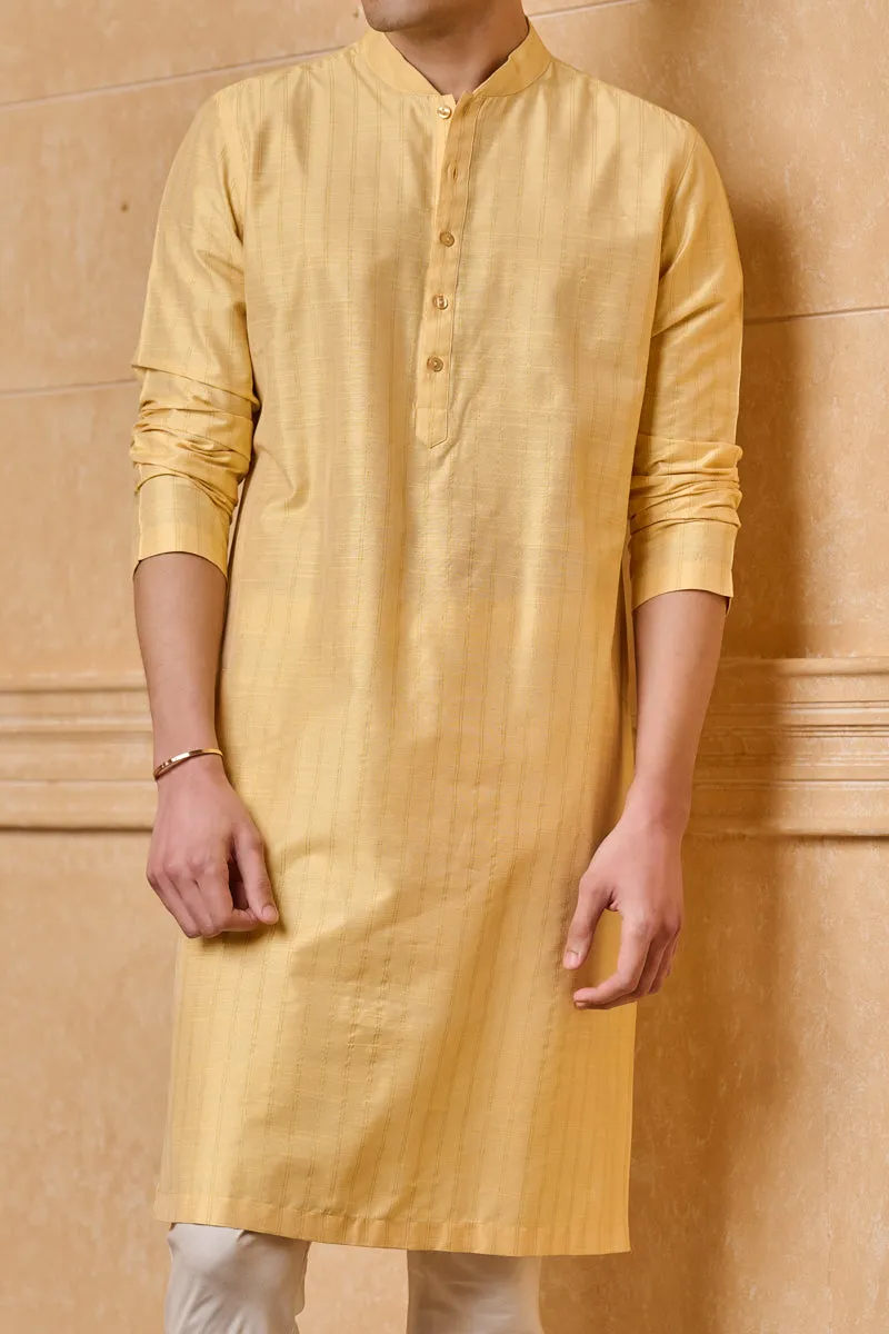 Yellow Classic Jacquard Kurta