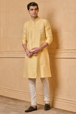 Yellow Classic Jacquard Kurta
